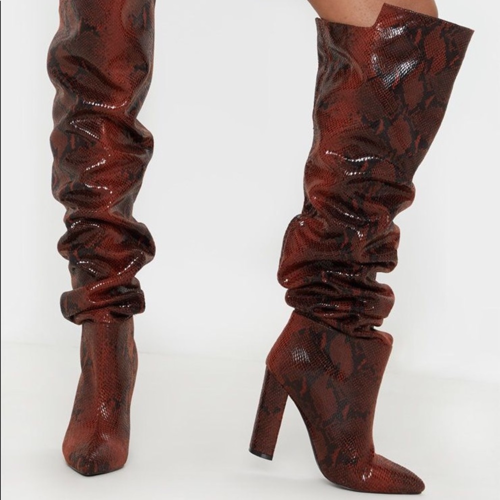 Snake western oversized thigh high boot